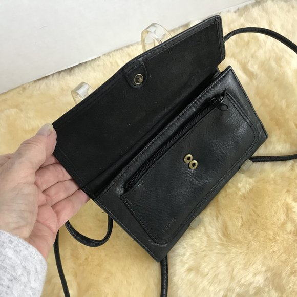 Fossil black leather crossbody wallet - Picture 4 of 5
